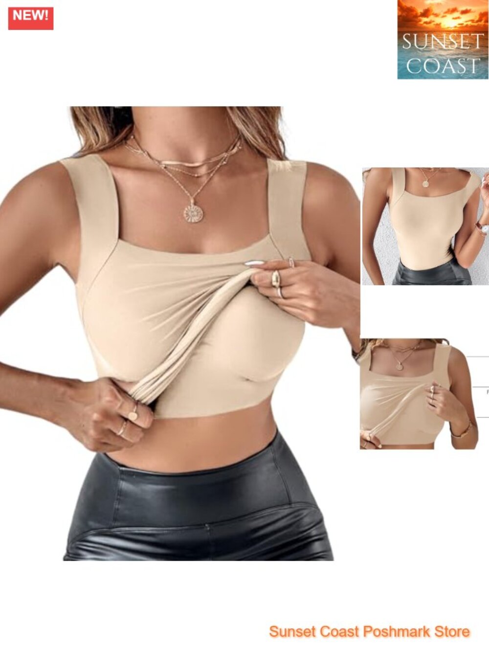 Seamless Women's Shapewear Tank Top with Built-in Bra U Neck Camisole Sculpting